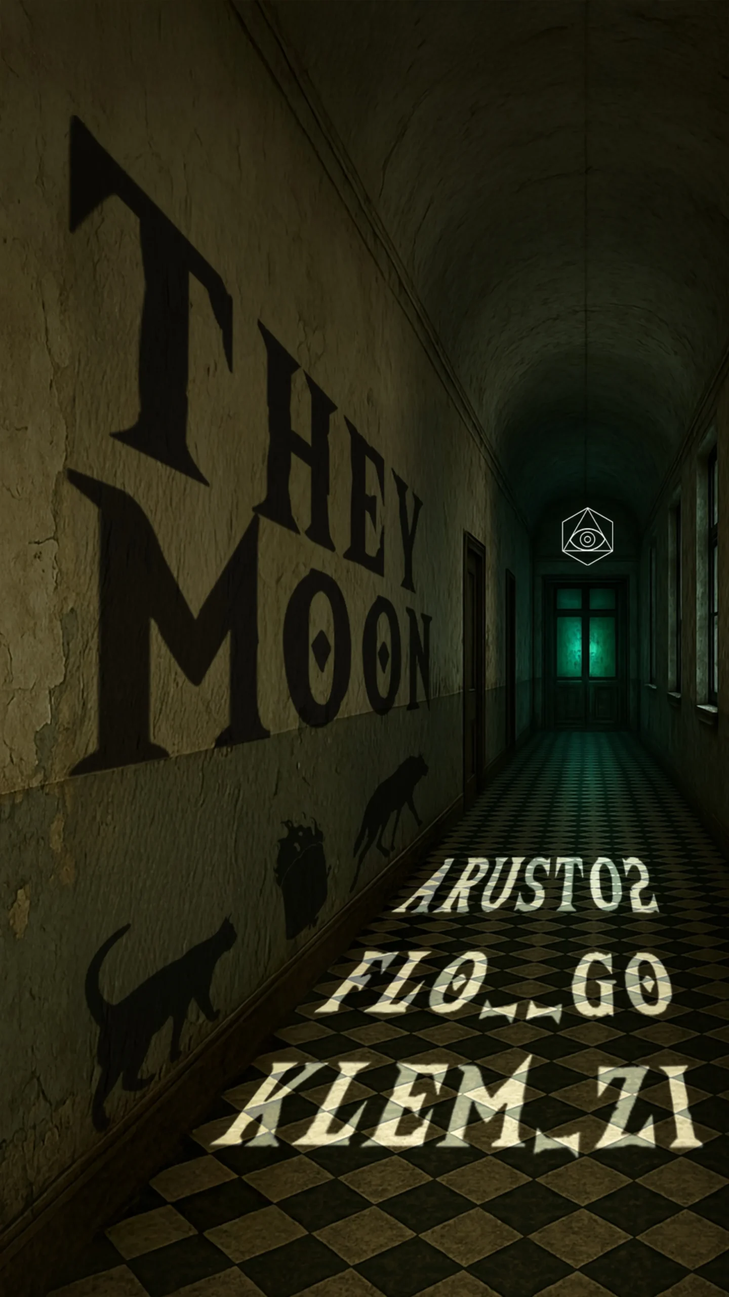 affiche visuel representant le podcast theymoon avec les noms Arust, Flogo et Klem - les trois joueurs invité.